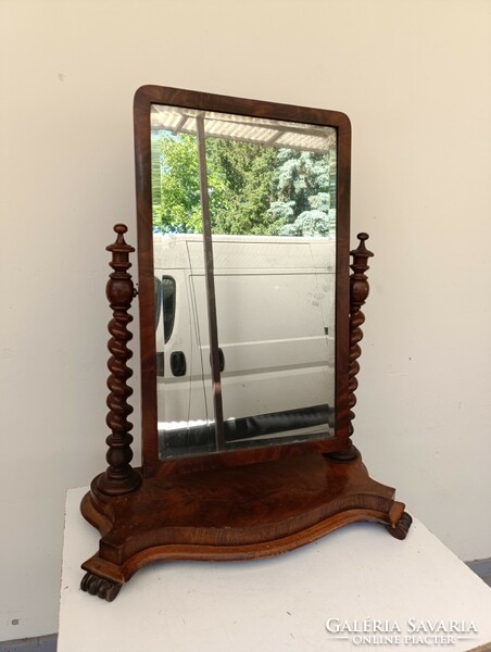 Antik biedermeier fa bútor nagy csavart oszlopos álló tükör 579 8947