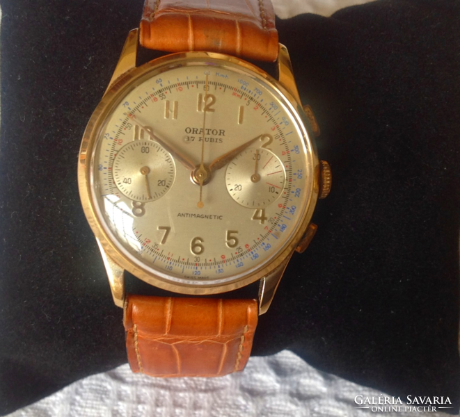 Orator svájci 14k-os arany Chronograph férfi aranyóra