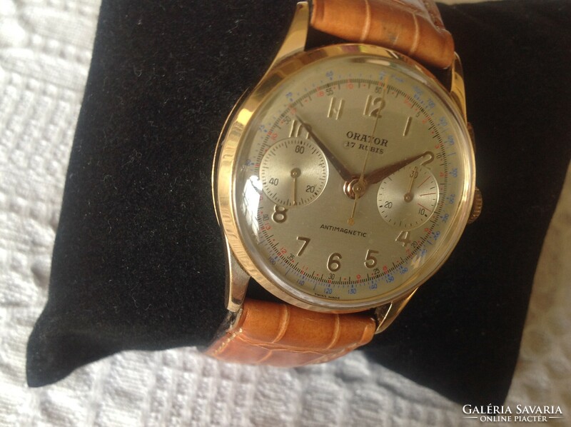 Orator svájci 14k-os arany Chronograph férfi aranyóra