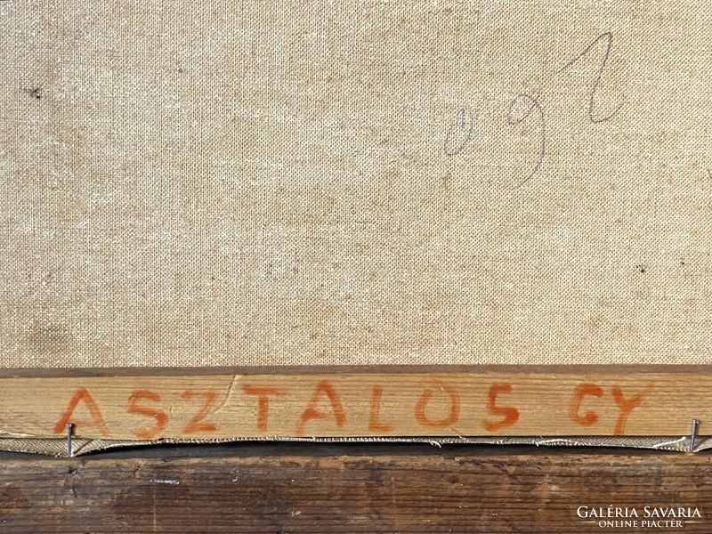 ASZTALOS GYULA (1900-1972) SAKKOZÓ BÍBOROS PAPOK OLAJ VÁSZON FESTMÉNY SZÉLES FA KERETBEN