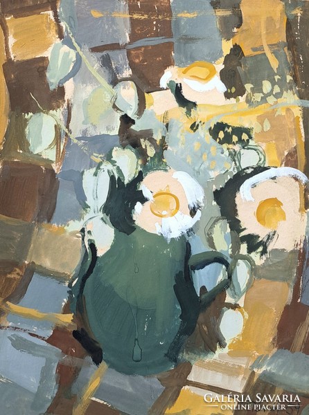 Tassy Klára: Virágcsendélet, 1959 - ritkaság! női festő, Eigel Istvánné