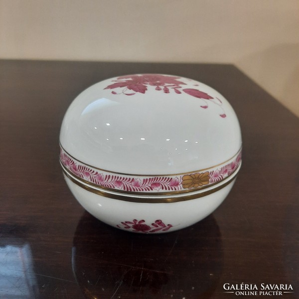 Herendi Pur-pur Apponyi mintás porcelán bonbonier