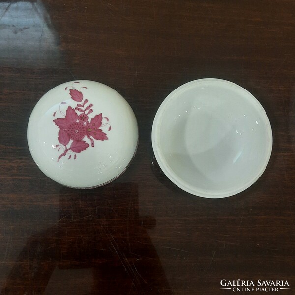 Herendi Pur-pur Apponyi mintás porcelán bonbonier