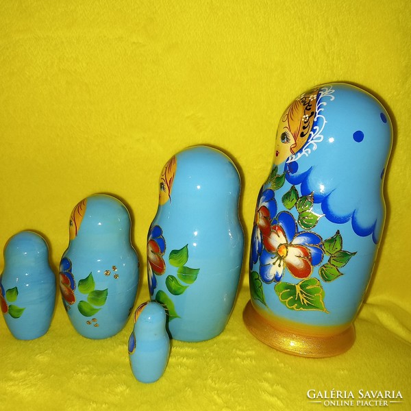 Matrjoska baba 5 db-os. Fából készült figura. Baba.