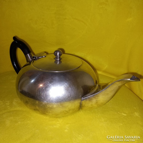 Art-Deco, ezüstözött, angol, jelzett, teás-kávés kanna, kiöntő.