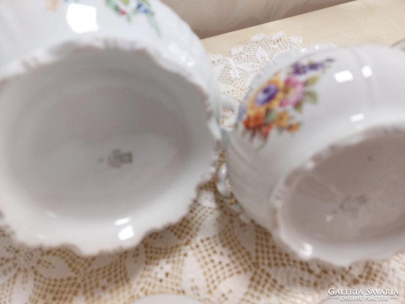 Zsolnay teás kanna arany barokkos széllel, antik porcelán ritka, gyönyörű virágmintás
