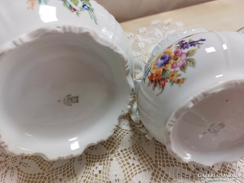 Zsolnay teás kanna arany barokkos széllel, antik porcelán ritka, gyönyörű virágmintás