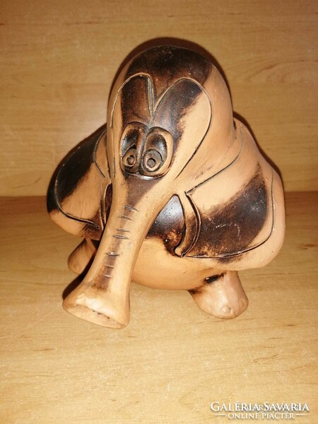 Kerámia terracotta art deco elefánt persely - 14 cm magas (z)