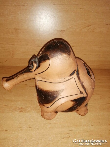 Kerámia terracotta art deco elefánt persely - 14 cm magas (z)