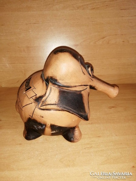 Kerámia terracotta art deco elefánt persely - 14 cm magas (z)