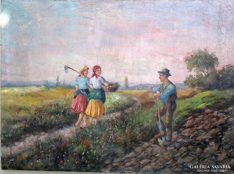 Pállya Celesztin (1864-1948) Életkép a mezőn.