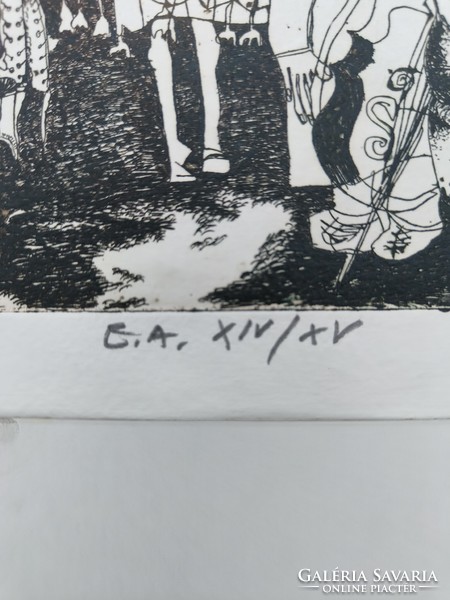 Burai István rézkarc Lovasok / művészpéldány