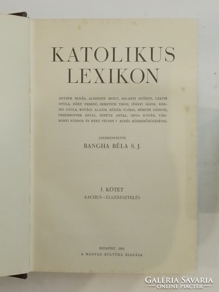 Bangha Béla Katolikus lexikon I-IV. teljes antikvár könyv sorozat, félbőr kötés kötve