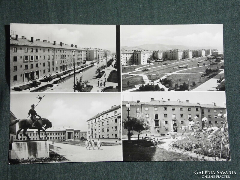 Képeslap, Kazincbarcika,mozaik,lakótelep,szobor, látkép,részlet, 1963-
