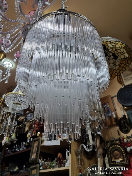 Régi Felújított art deco üvegpálcás függőlámpa