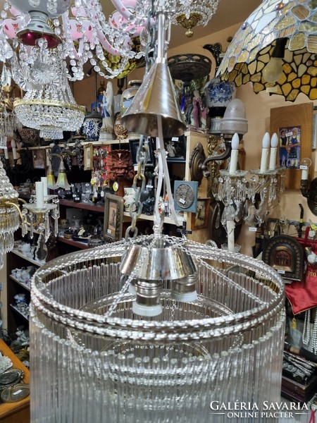 Régi Felújított art deco üvegpálcás függőlámpa