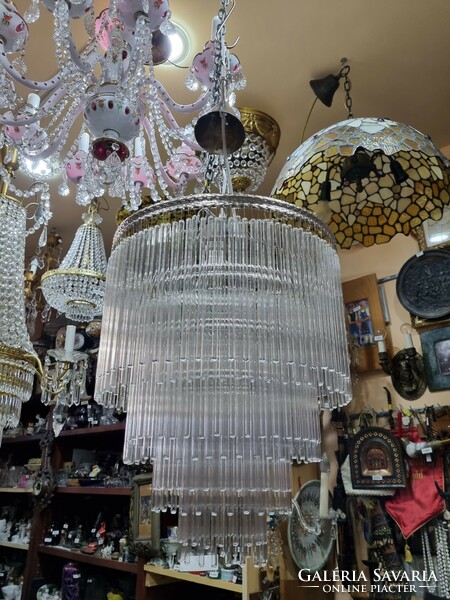 Régi Felújított art deco üvegpálcás függőlámpa