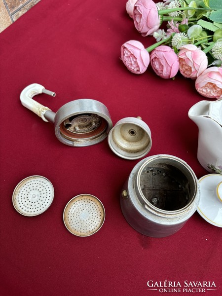 Virágos  Seherezádé kotyogós porcelán kávéfőző nosztalgia darab paraszti dekoráció
