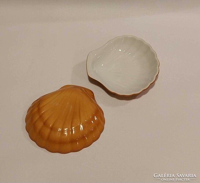 2 darab mázas francia porcelán shell kagyló alakú tányér tál kínáló sütőforma mediterrán provance B