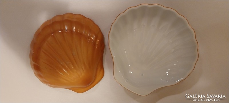 2 darab mázas francia porcelán shell kagyló alakú tányér tál kínáló sütőforma mediterrán provance B