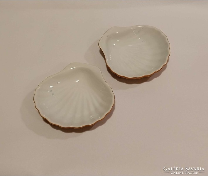 2 darab mázas francia porcelán shell kagyló alakú tányér tál kínáló sütőforma mediterrán provance B