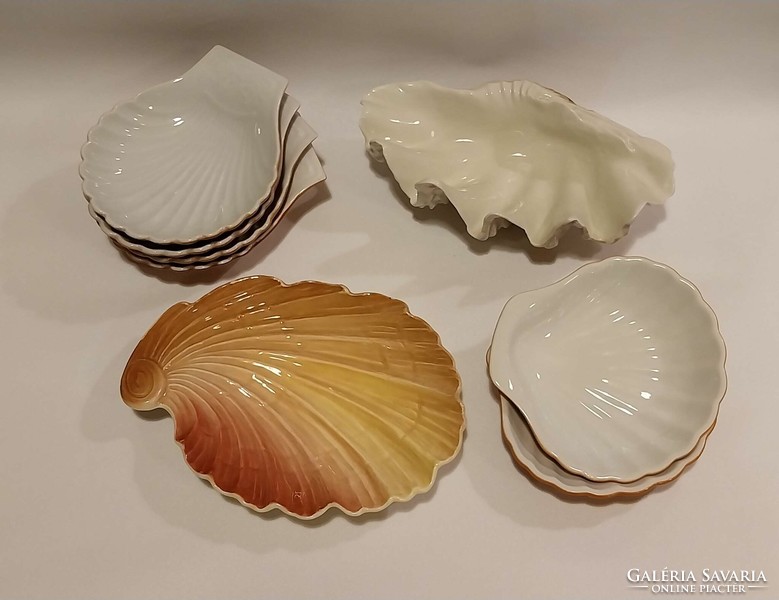 2 darab mázas francia porcelán shell kagyló alakú tányér tál kínáló sütőforma mediterrán provance B