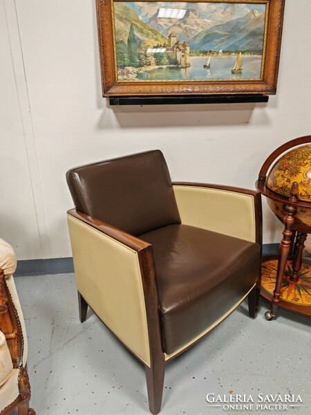 Klasszikus Art Deco bőrfotel ,valódi bőr fotel, kiváló állapotú - klubfotel