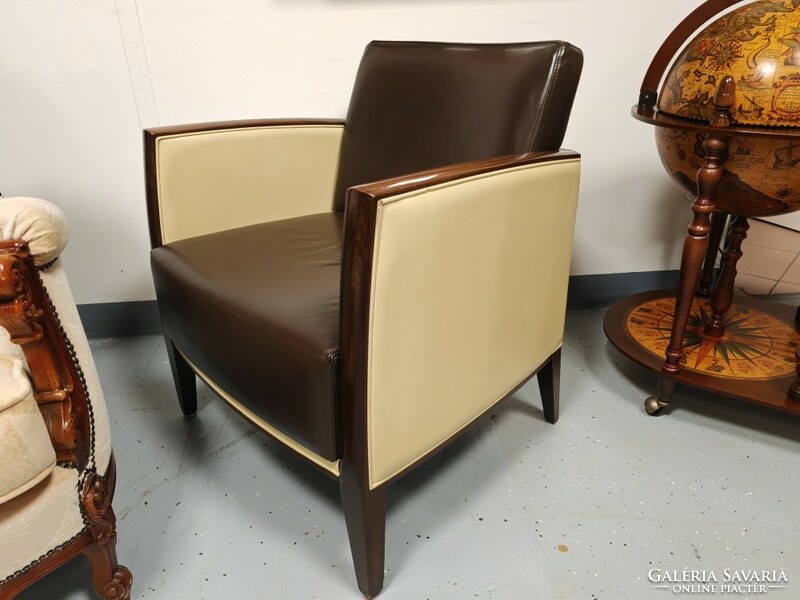 Klasszikus Art Deco bőrfotel ,valódi bőr fotel, kiváló állapotú - klubfotel