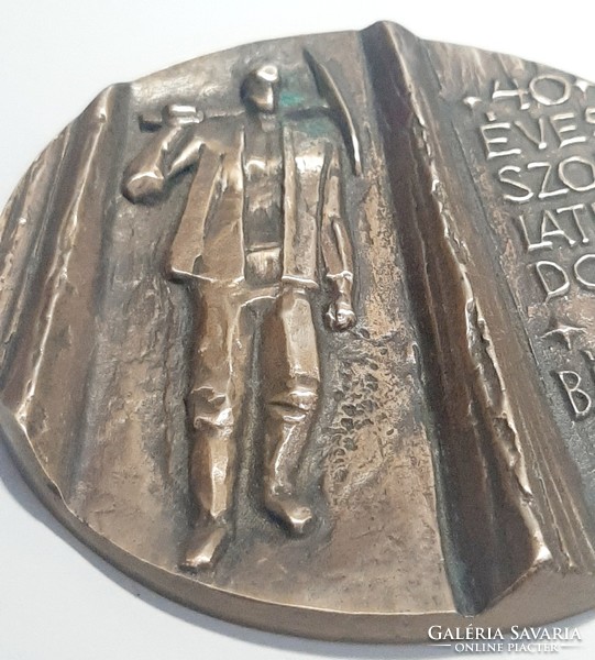 Dorogi Szénbányák bronz emlék plakett  " 40 éves Szolgálatért "  9,5 cm