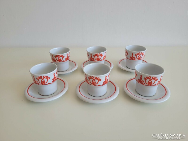 Régi Hollóházi porcelán kávés készlet retro csésze 6 db