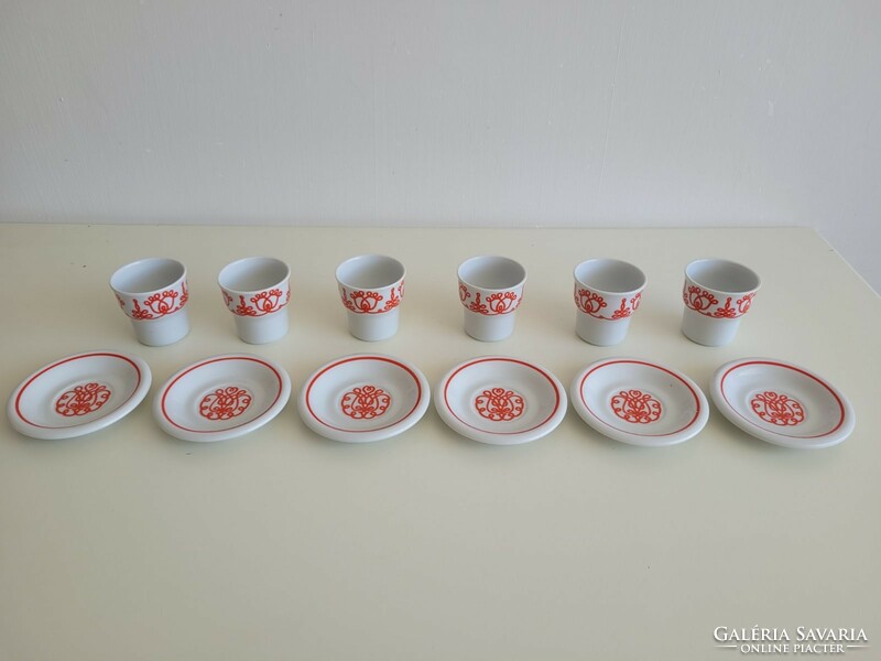 Régi Hollóházi porcelán kávés készlet retro csésze 6 db