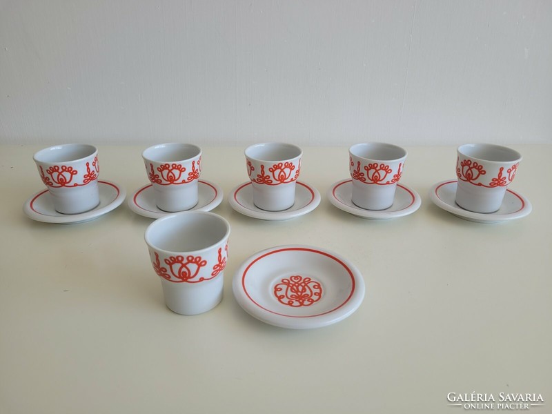Régi Hollóházi porcelán kávés készlet retro csésze 6 db