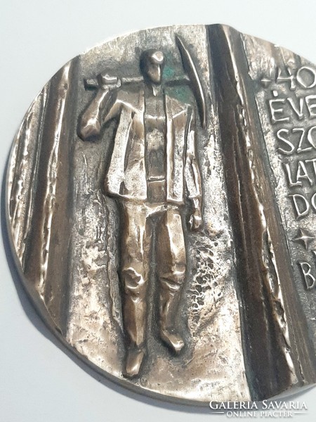 Dorogi Szénbányák bronz emlék plakett  " 40 éves Szolgálatért "  9,5 cm