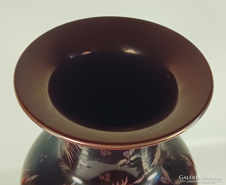ZSOLNAY NAGY KÉTTÜZŰ EOSIN PORCELÁN VÁZA MESTERMŰ FESTŐ HORVÁTH GYÖNGYI DOLGOZÓ HÖLGYEK (R004)