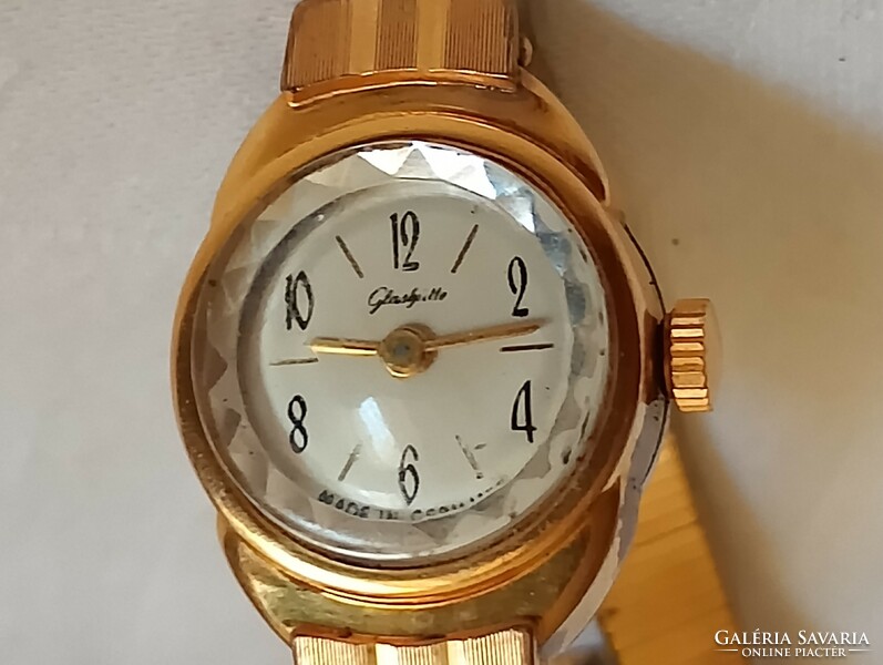 Óra karóra 008 - GUB GLASHÜTTE mechanikus felhúzós retro 18mm aranyozott 20µ - alkatrésznek