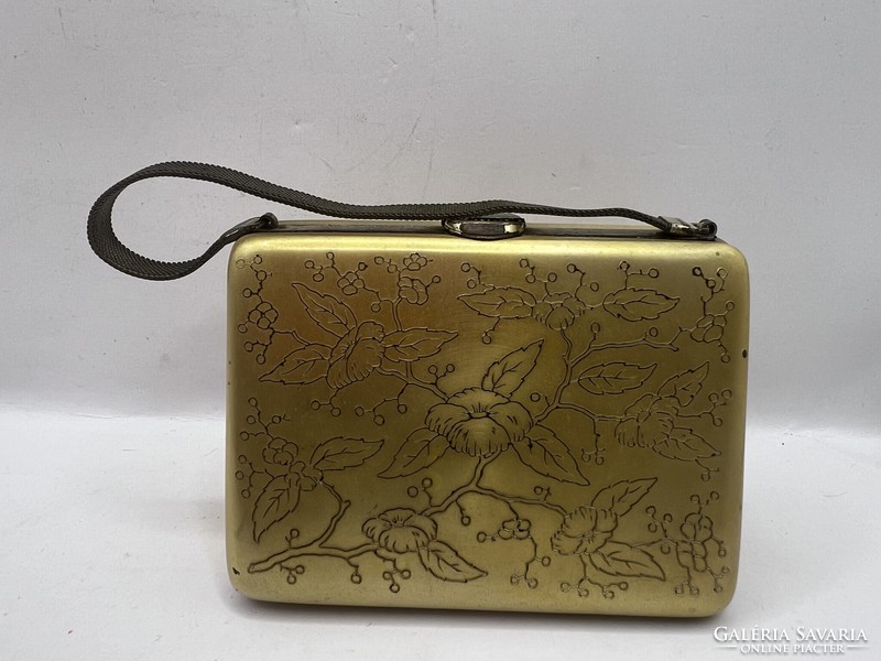 Art deco női táska, dohányzó és smink készlettel. ezüst fogóval.12 x 10 cm-es.6891