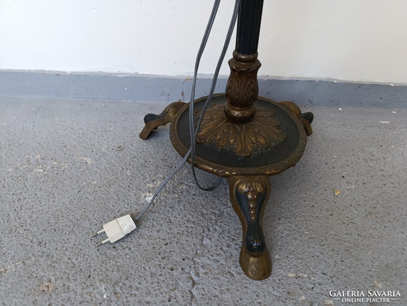 Antik állólámpa patinás bronzírozott réz öntvény lábú álló lámpa búra nélkül 542 9214