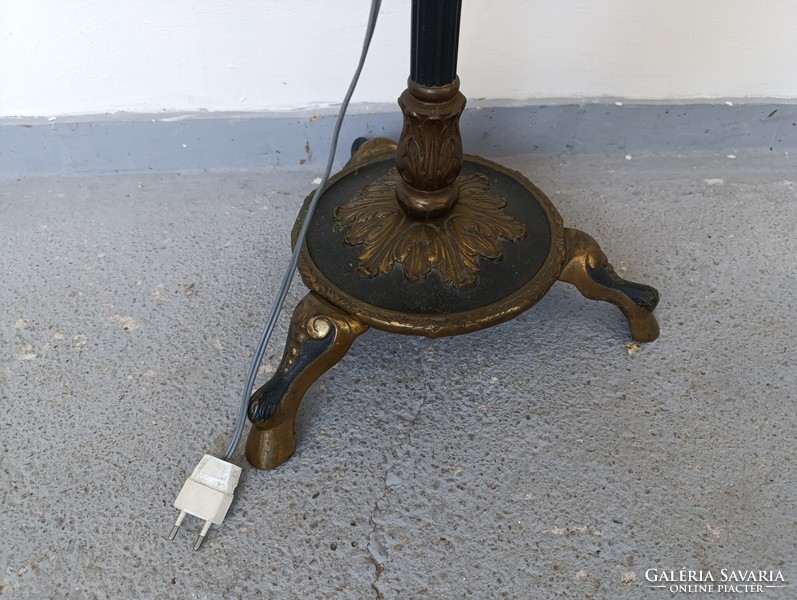 Antik állólámpa patinás bronzírozott réz öntvény lábú álló lámpa búra nélkül 542 9214