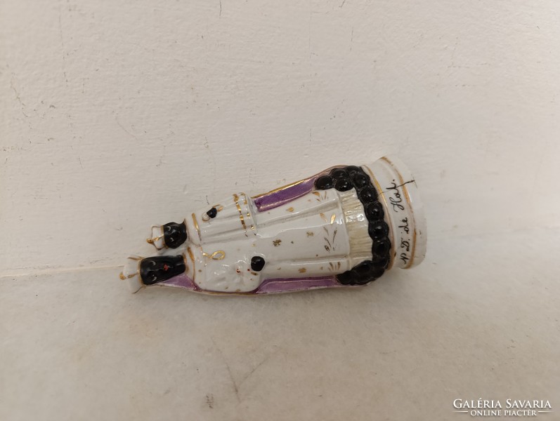 Antik biszkvit porcelán kis fekete Madonna Mária Jézus szobor 19. század keresztény katolikus 745