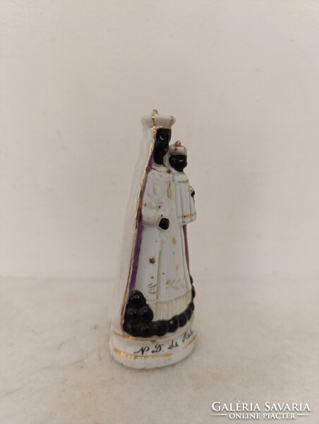 Antik biszkvit porcelán kis fekete Madonna Mária Jézus szobor 19. század keresztény katolikus 745
