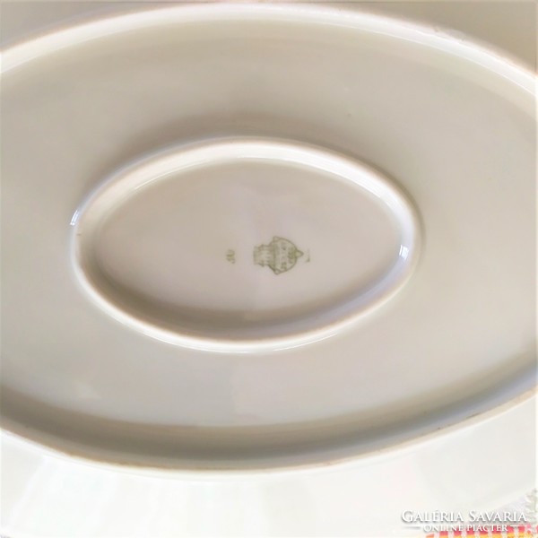 Zsolnay fehér pajzspecsétes porcelán pecsenyéstál/ kínálótál eladó!