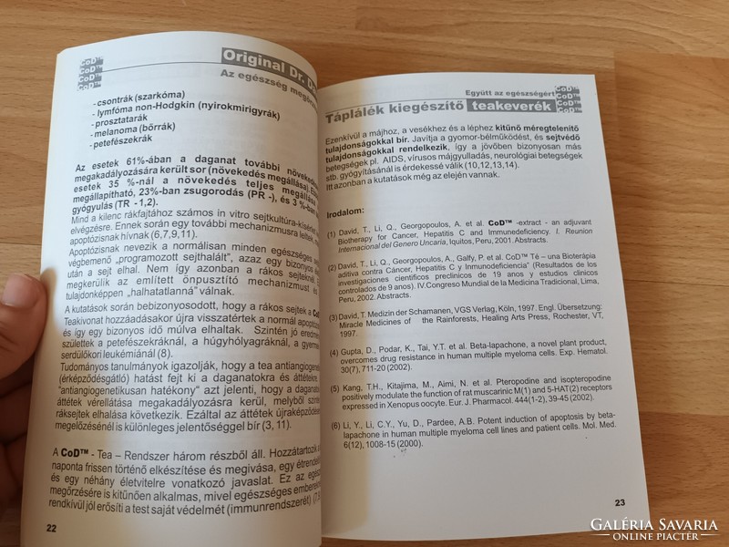 Segítség rák esetén - CoD-Tea és Célzott Táplálkozási Rendszere - Prof. mag. dr. Dávid Tamás -2005