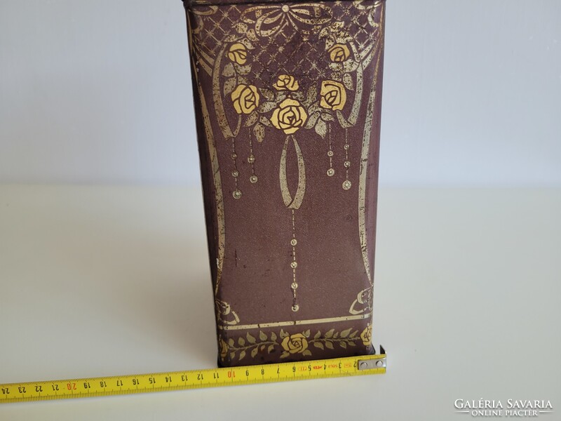 Antique large metal box Weiss Manfred Wm Csepel old Art Nouveau tea box Mellinger Dávid tea