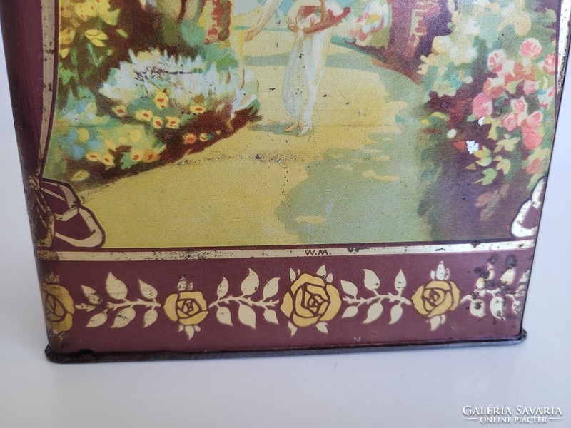 Antique large metal box Weiss Manfred Wm Csepel old Art Nouveau tea box Mellinger Dávid tea