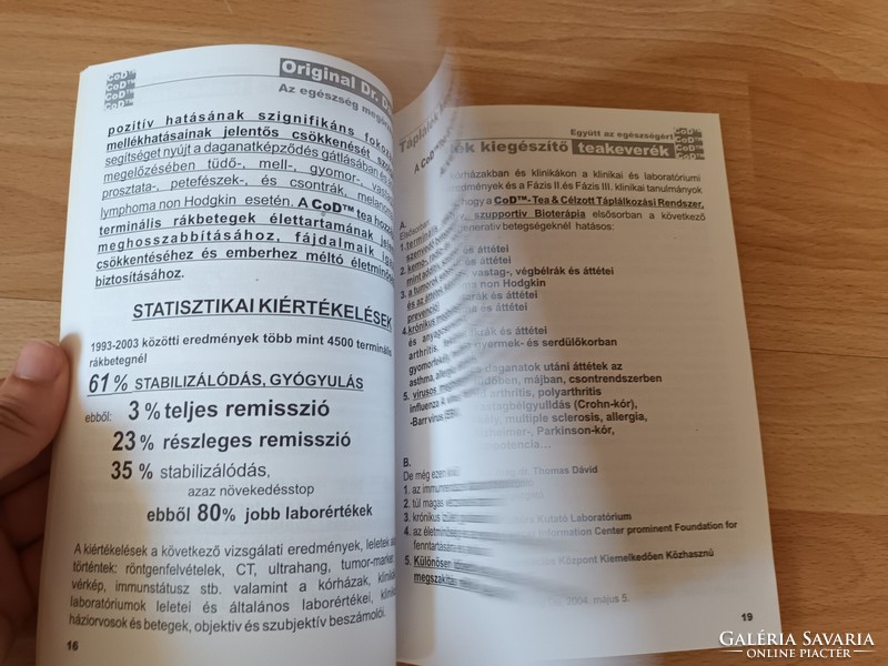 Segítség rák esetén - CoD-Tea és Célzott Táplálkozási Rendszere - Prof. mag. dr. Dávid Tamás -2005