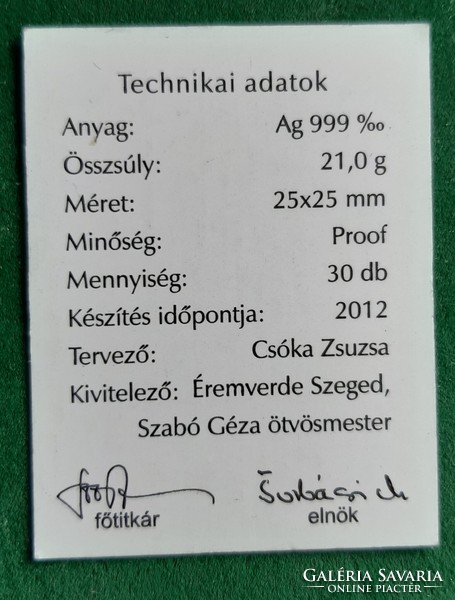Csóka Zsuzsa: 111 éves a Magyar Numizmatikai Társulat (MNT), PIEDFORT EZÜST csegely