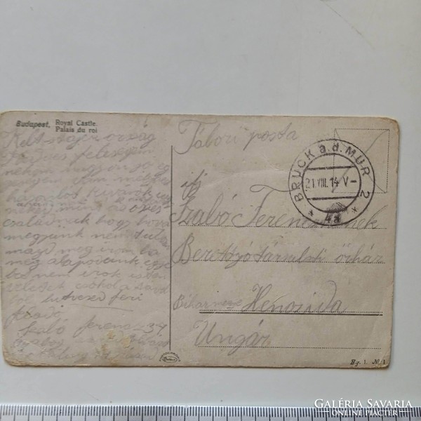 ZA538.13  Budapest - Vár,  Duna,  Hunyadi János hajó - Tábori posta -Bruck an der Mur -1914
