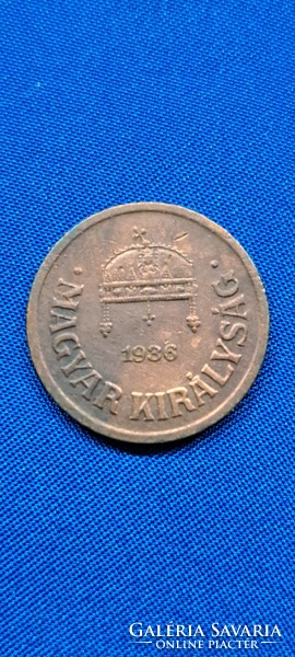1936.  Magyar Királyság 2 Fillér (k-159)