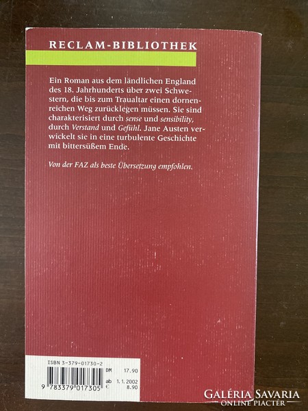 Jane Austen: Verstand und Gefühl (Értelem és érzelem) (német nyelvű) (R)