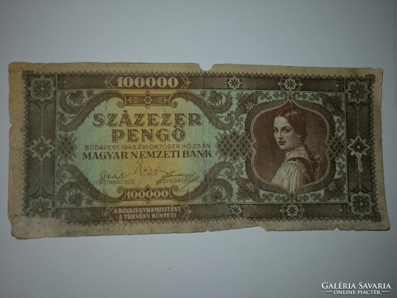 4 db sérült Százezer pengő 1945